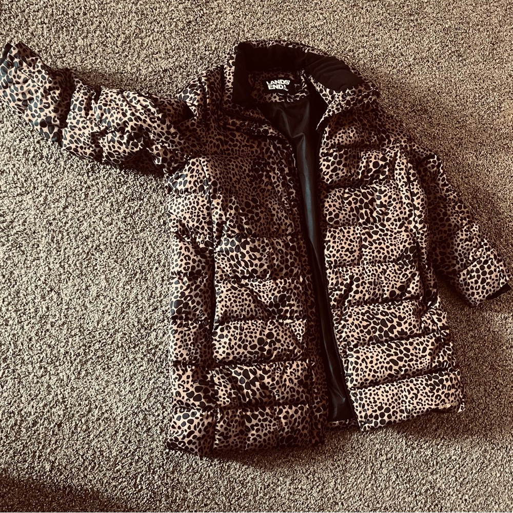 Lands' End Leopard Print Puffer Jacket